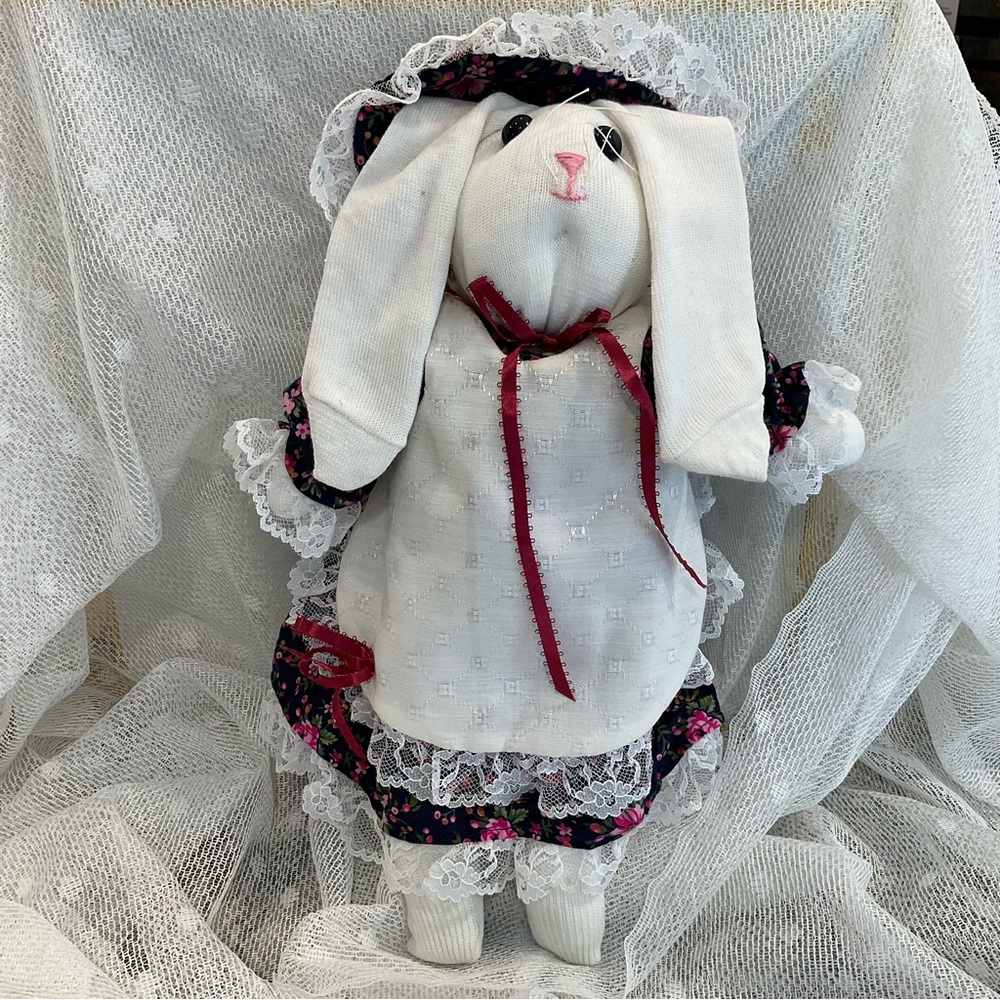 SOCK BUNNY Floral Bonnet EASTER handcrafted New
